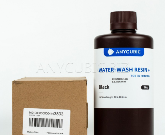 Фото 3 - Черная Фотополимерная смывающаяся смола водой | Anycubic Water-Wash Resin+ Black 1кг