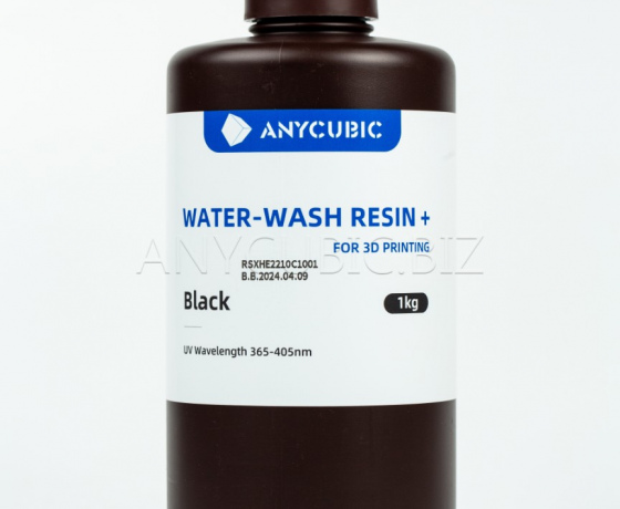 Фото 2 - Черная Фотополимерная смывающаяся смола водой | Anycubic Water-Wash Resin+ Black 1кг