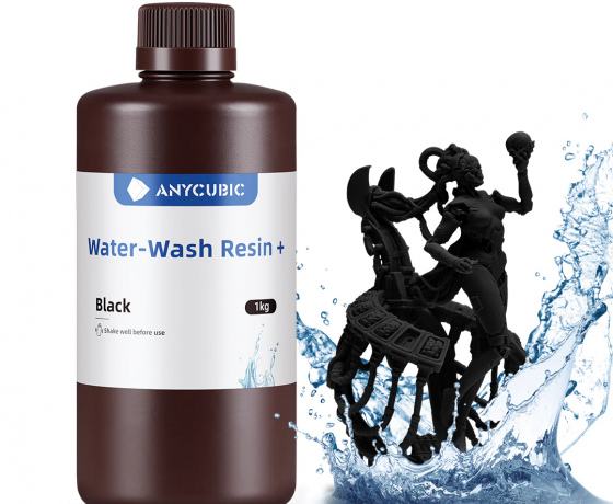 Фото 5 - Черная Фотополимерная смывающаяся смола водой | Anycubic Water-Wash Resin+ Black 1кг