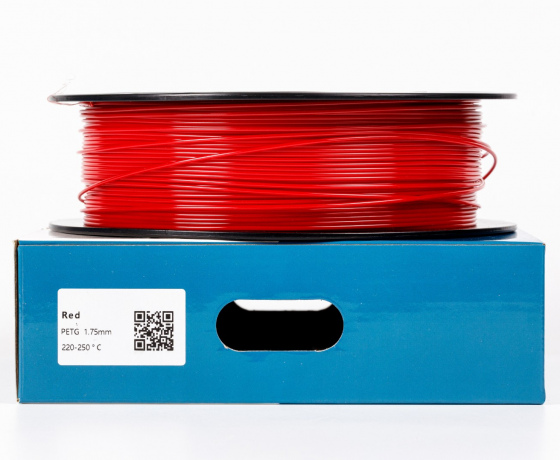 Фото 2 - Красный PETG (ПЭТГ) coPET пластик для 3D принтера | Red PETG 1кг 1.75мм | 330м