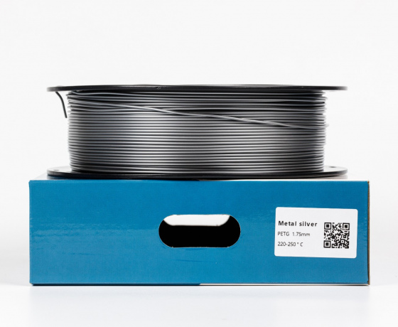 Фото 2 - Серебристый Металлик PETG пластик для 3D принтера PETG Filament Metal Silver 1кг | 1.75мм | 330м